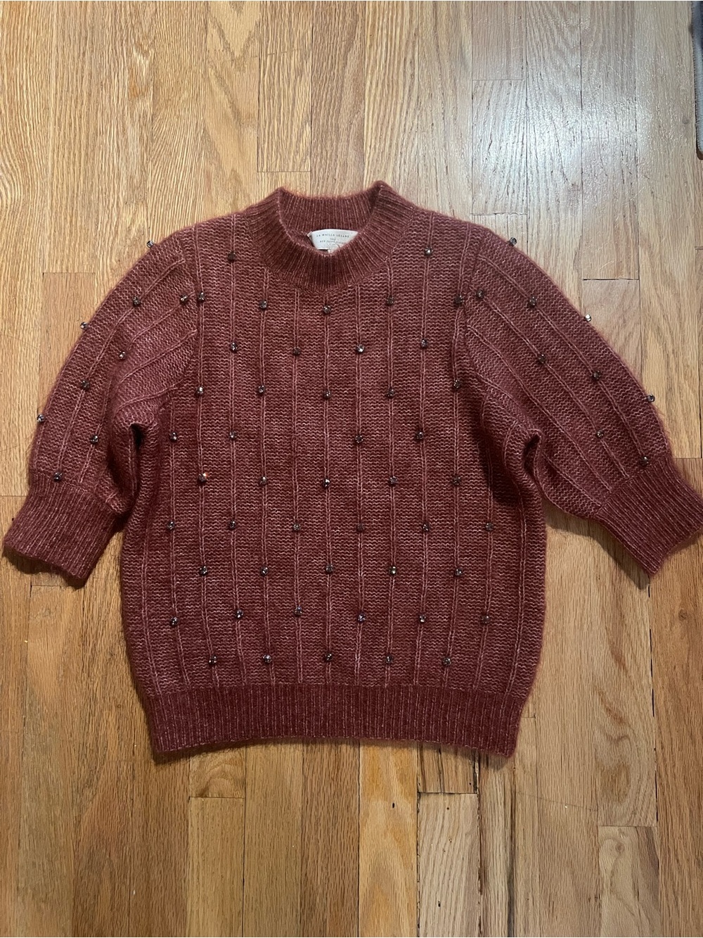 Sézane Celeste Jumper – Dusty Rose Pink – XXS – Mohair Blend Beaded Sweater